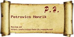 Petrovics Henrik névjegykártya